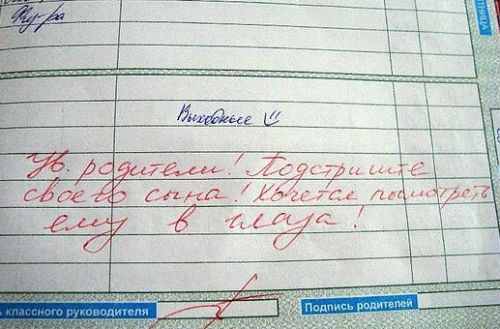 Смешные записи в дневниках.