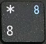 цифра 8 при включенном режиме NumLock.