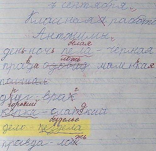 Смешные записи в школьных тетрадях.