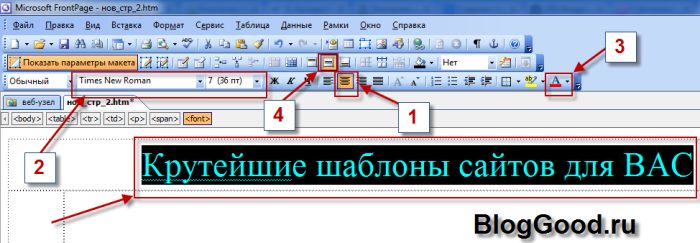 Создание одностраничного сайта в программе Microsoft Office FrontPage