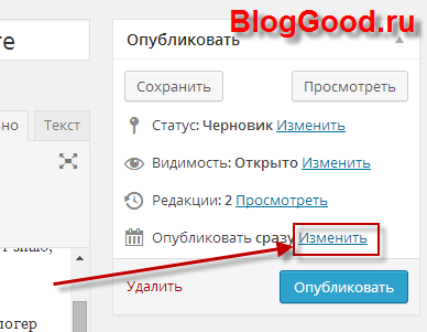 Настройка публикации записей по определенному времени