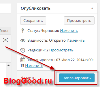 Настройка публикации записей по определенному времени