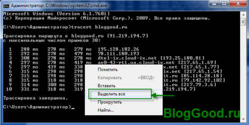 Как сделать пинг (ping) и трассировку (tracert) сервера