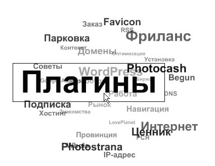 Вывод облака меток через виджет