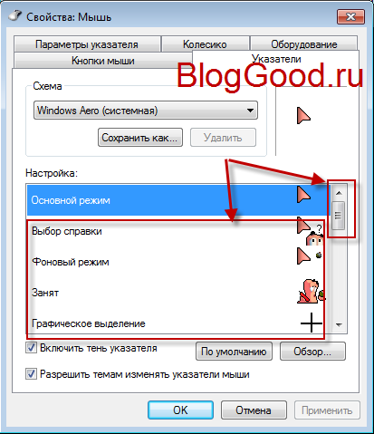 Как на свой вкус установить курсор мыши для Windows7