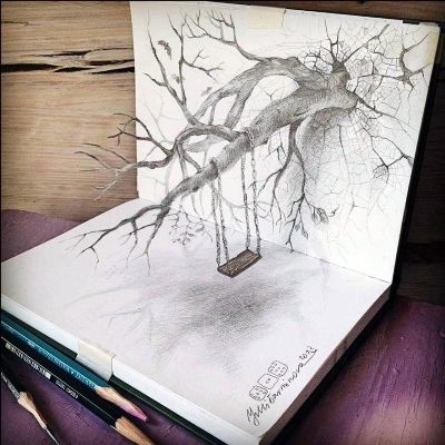 Трехмерные 3d-рисунки карандашом