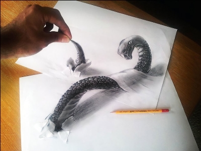 Трехмерные 3d-рисунки карандашом