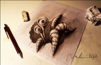 Трехмерные 3d-рисунки карандашом