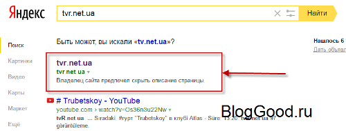 Владелец сайта предпочел скрыть описание страницы WordPress